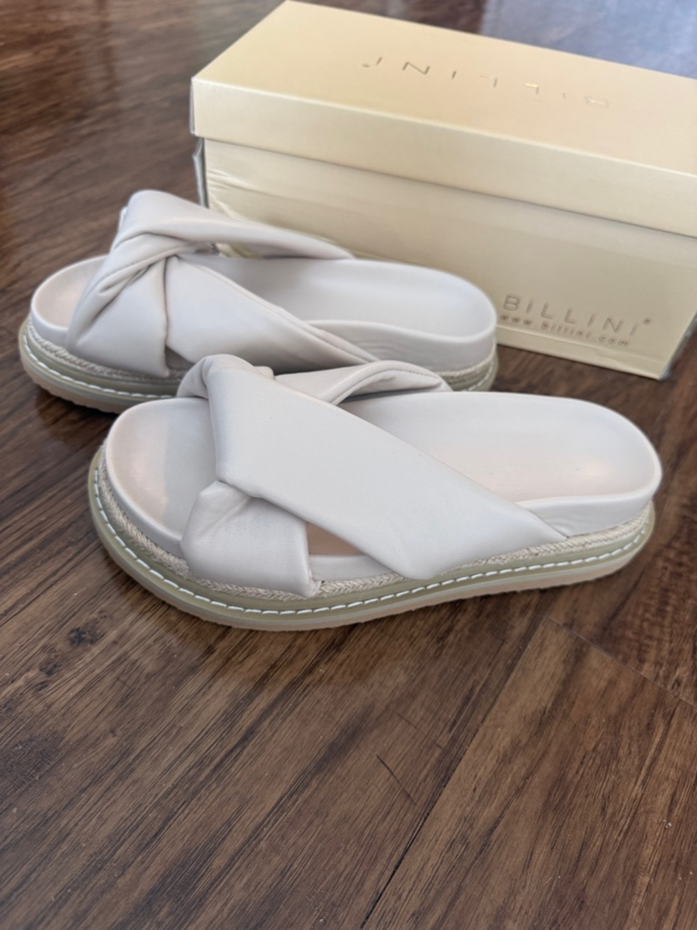 Billini Cream Knotted Platform Slide Sandals